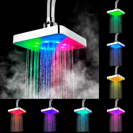 Shower Head Square Ultra-Quiet LED 3-Color Bathroom Decor - Shower Head - Biolomix - Mad Fly Essentials