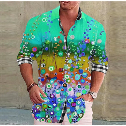 Men Casual Vacation Wear Floral Lapel Shirt