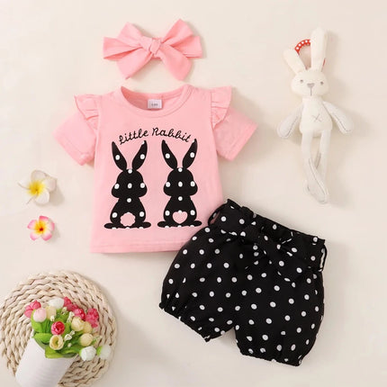 Baby Girl 0-18M Toddler Polka Rabbit 3pc Outfit