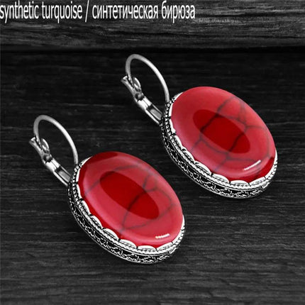 Vintage Oval Quartz Jade Amethyst Earrings - Mad Fly Essentials