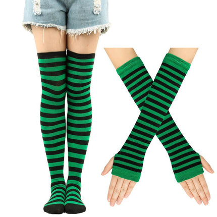 Women Striped Green Knee High Socks - Mad Fly Essentials