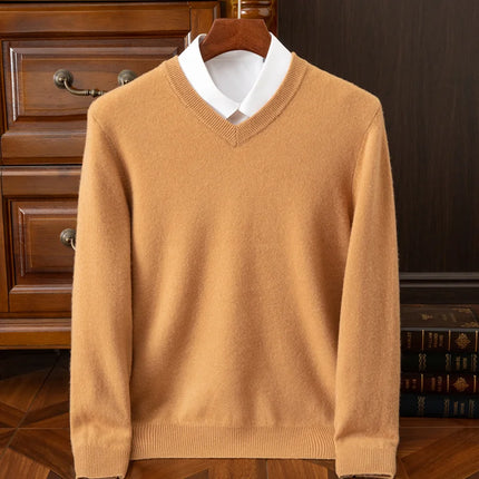 Sweater Men Cashmere V-Neck Woolen Pullover Sweater - Sweater - Wuiliy - Mad Fly Essentials