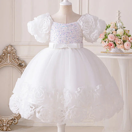 Party Dress Baby Girl Flower Baptism Tutu Birthday Dress - Party Dress - Emmababy - Mad Fly Essentials