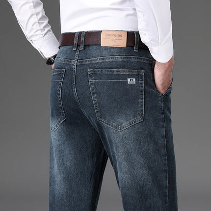 Jeans Men Blue-Grey Classic Denim Pants - Jeans - Brother Wang - Mad Fly Essentials