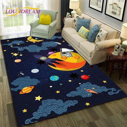 Area Rug Universe Space Galaxy Planet 3D Rug - Area Rug - Essential Rugs - Mad Fly Essentials