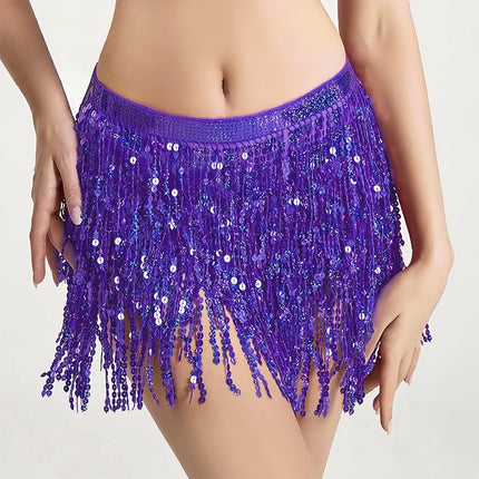 Mini Skirt Women Sequin Tassel Belly Dancing Skirt - Mini Skirt - Ailinge - Mad Fly Essentials