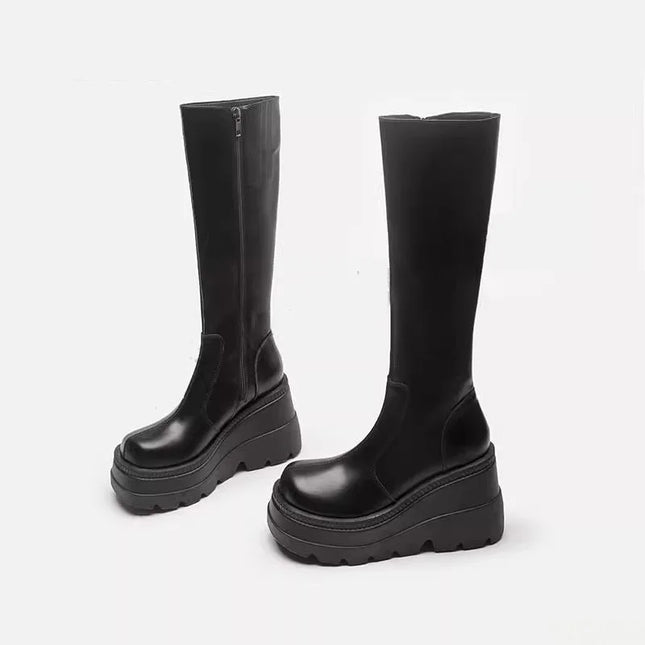 Boots Women Trendy Platform Black Heel Zip Footwear - Boots - Snow fox valley - Mad Fly Essentials
