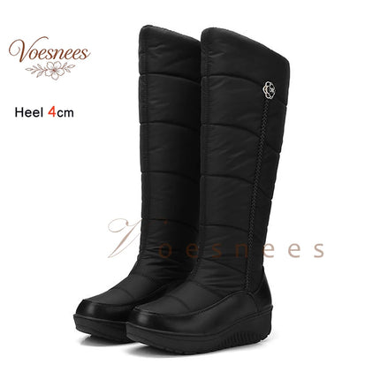 Boots Women White Black Wedge Heel Camellia Down Footwear - Boots - Akexiya - Mad Fly Essentials