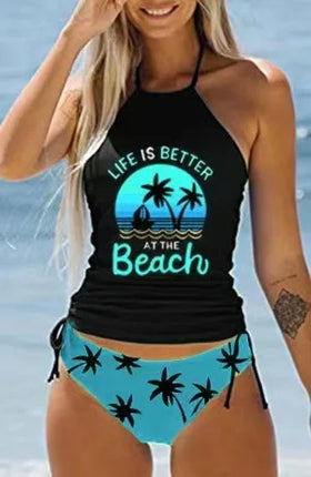 Tankini Set Women Low Waist Palm Tree Tankini - Tankini Set - mandylandy - Mad Fly Essentials