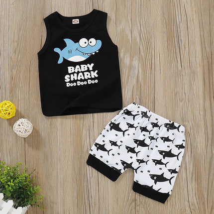 Baby Boy Shark Vest+ Shorts Clothing Set
