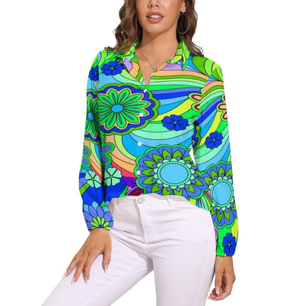 Shirt Women Flower Power Casual 3D 70s Blouse - Shirt - LazySorry - Mad Fly Essentials