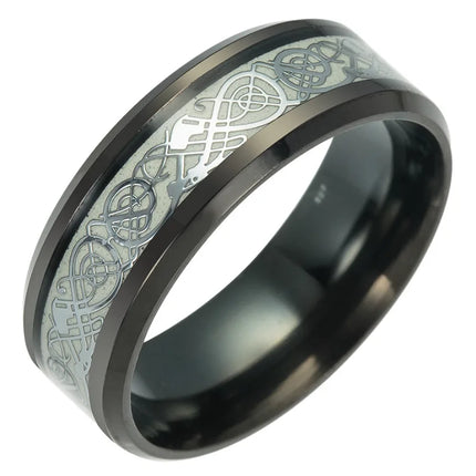 Ring Men Black Minimalist Stainless Luminous Dragon Ring - Ring - Epoxy - Mad Fly Essentials