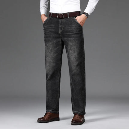 Jeans Men Blue-Grey Classic Denim Pants - Jeans - Brother Wang - Mad Fly Essentials