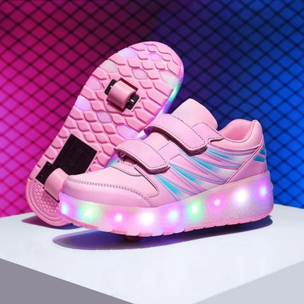 Kids LED Shoes Girl Tow Wheels Skate Shoes - Kids LED Shoes - Mater Kom - Mad Fly Essentials