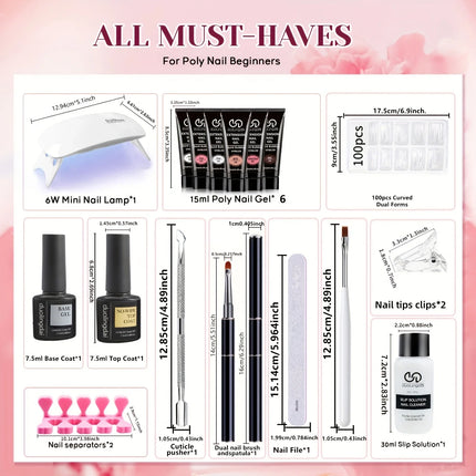 Nail Essentials Poly Nail Gel Kit - 14 Colors Starter Kit - Nail Essentials - Timistory - Mad Fly Essentials