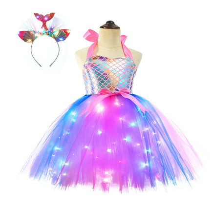 Girls Pastel LED Party Rainbow Birthday Dress - Kids Shop Mad Fly Essentials
