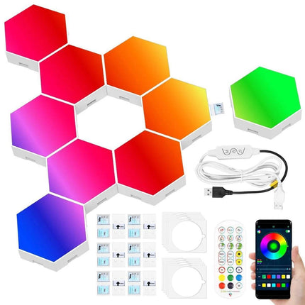 RGBIC LED Smart App Remote Hexagonal DIY Night Lights - Mad Fly Essentials