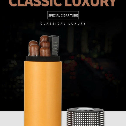 Leather Travel Humidor Cedar Cigar Box