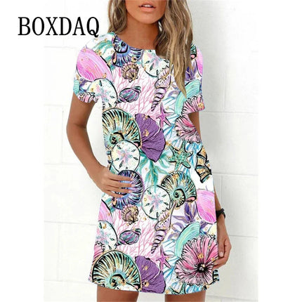 Mini Dress Women 3D Graffiti Cat Peacock Animal Dress - Mini Dress - Boxdaq - Mad Fly Essentials