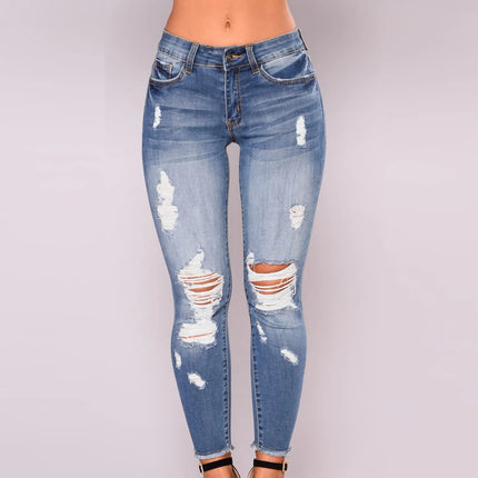 Jeans Women High Waisted Stretch Ripped Skinny Jeans - Honeygaga - Mad Fly Essentials