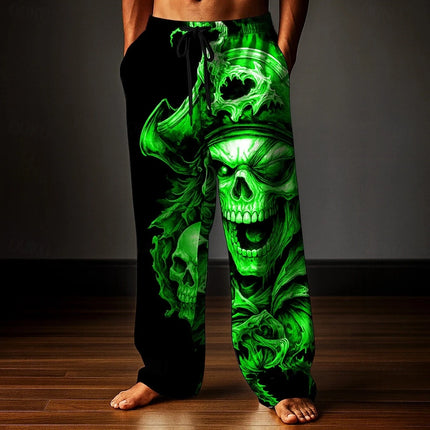 Pants Men 3D Skull Straight Leg Pants - Pants - Moonwest - Mad Fly Essentials