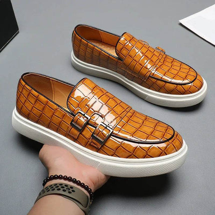 Men Retro British Casual Leather Crocodile Loafers - Mad Fly Essentials