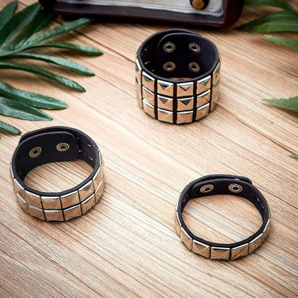 Bracelet Women Fashion Punk Leather Studded Women Accessories - Bracelet - Hobborn - Mad Fly Essentials