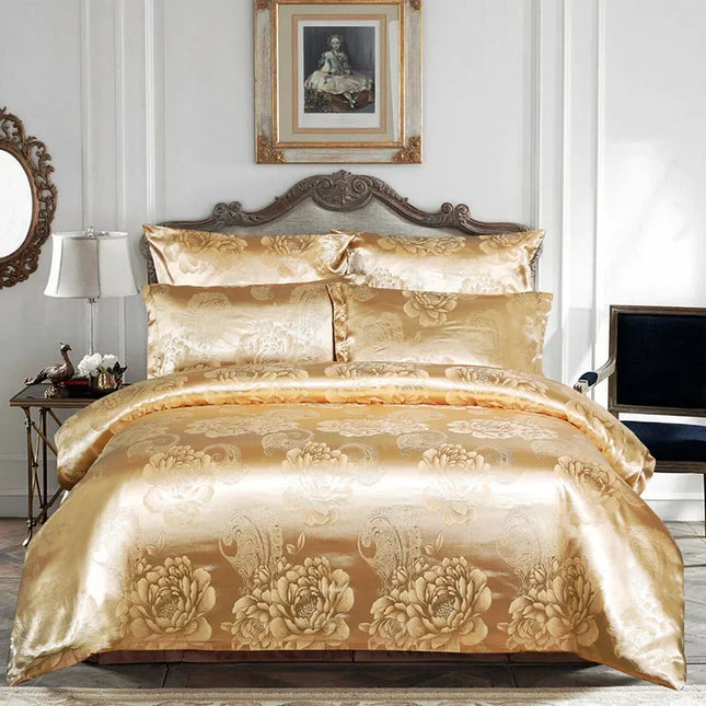 Duvet Set European Jacquard Satin Bedding Set - duvet set - home deluxe - Mad Fly Essentials