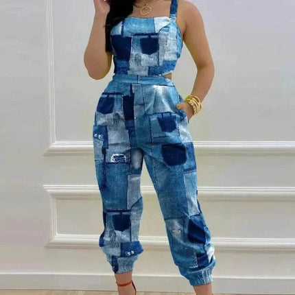 Women Backless Blue Bow Casual Jumpsuit - Mad Fly Essentials