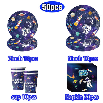 Party Essentials Space Astronaut Tableware Kid Birthday Decor Supply - Party Essentials - LISM - Mad Fly Essentials 