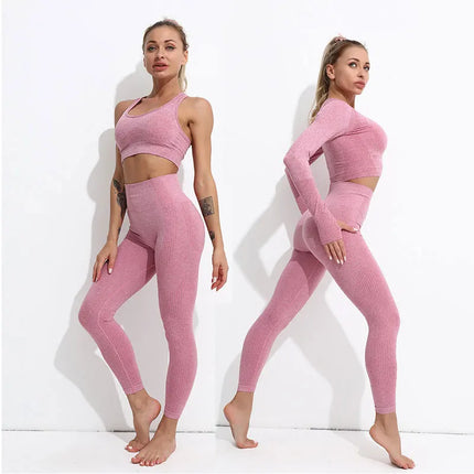 Outfit Set Women 2pc Solid Seamless Top Leggings Set - Outfit Set - Ensemble - Mad Fly Essentials