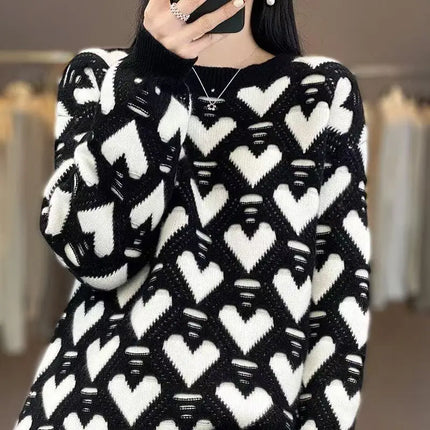 Sweater Women Half Sleeve Heart Casual Top - sweater - Lidou - Mad Fly Essentials