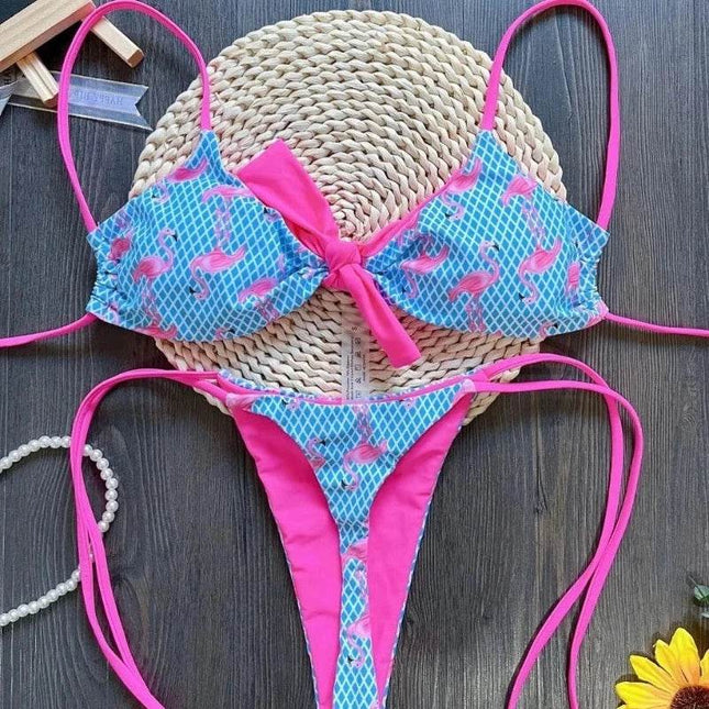 Women Halter Flamingo Bikini Swimwear Set - Mad Fly Essentials