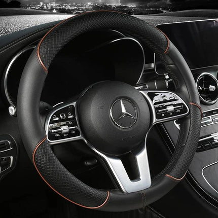 Auto Leather Stitch Steering Wheel Cover - Mad Fly Essentials