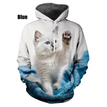 Hoodies Men Funny Animals 3D Cat Long Pullover - Hoodies - Heatboywade - Mad Fly Essentials