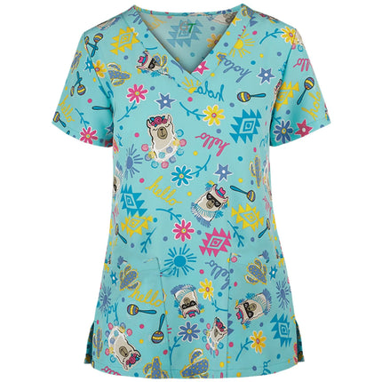 Nursing Scrub Women V-Neck Hearts Pet Spa Scrub - Nursing Scrub - Animal Unicorn - Mad Fly Essentials