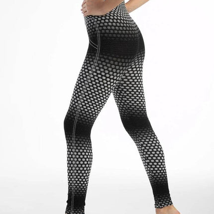 Women Grey Honeycomb High Elastic Tight Leggings - Mad Fly Essentials