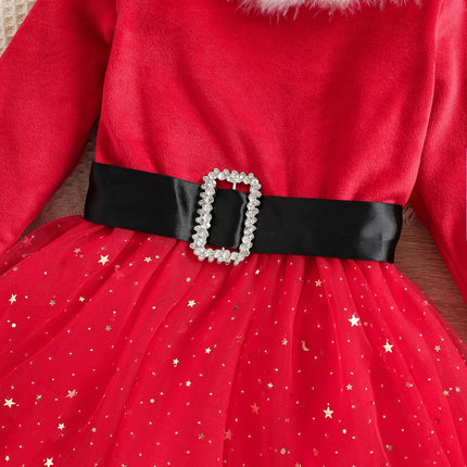 Costume Dress Baby Girl Fluffy Red Long Santa Girl Outfit - Costume Dress - Pixiekiki - Mad Fly Essentials