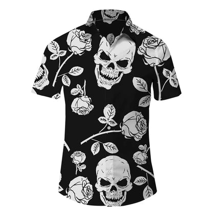 Shirt Men Hawaiian 3D Lapel Skull Party Tees - Shirt - Oufisun - Mad Fly Essentials