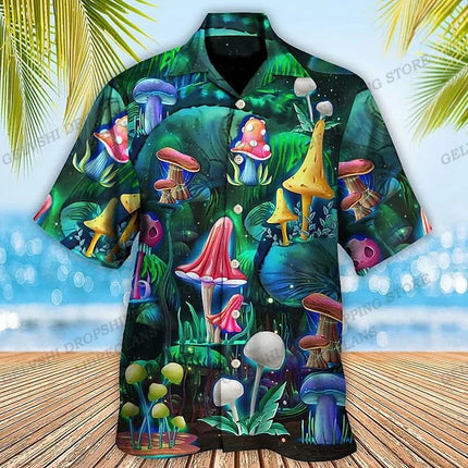 Men Summer 3D Mushroom Hawaiian Shirts