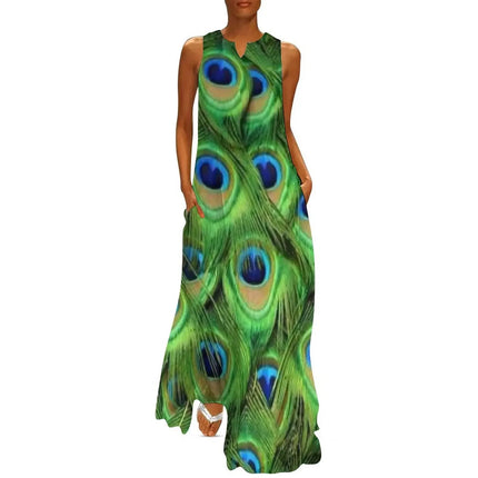 Maxi Dress Women Golden Summer Animal Peacock Dress - Maxi Dress - Aorsin - Mad Fly Essentials