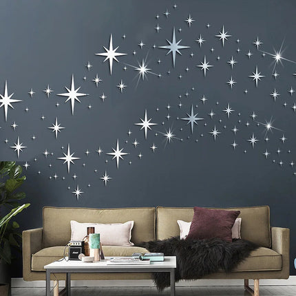 Home Decor 82PCS Star Mosaic Mirror Sticker Wall Decals - Home Decor - Zooyoo - Mad Fly Essentials