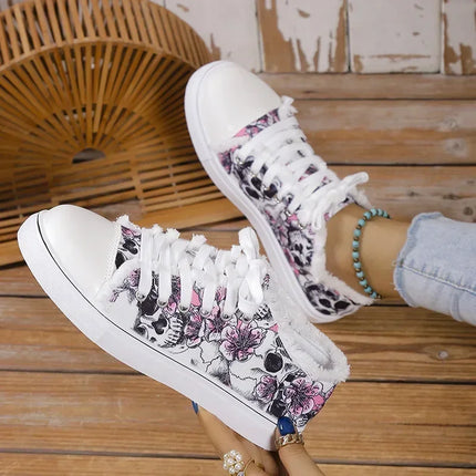 Women Footwear Skull Bat Vulcanized Retro Canvas Shoes Sneakers - Women Footwear - Maogu - Mad Fly Essentials