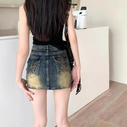 Mini Skirt Women Vintage Embroidery Denim Skirt - Mini Skirt - SexMKL - Mad Fly Essentials