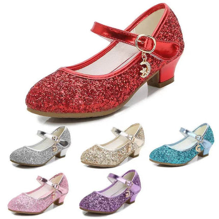 Kids Fashion High Heel Sequin Dance Princess Dress Shoes Girls Footwear - Mad Fly Essentials