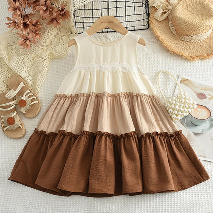 Party Dress Baby Girl Doll Collar Color Blocked Cake Dress - Party Dress - Muababy - Mad Fly Essentials