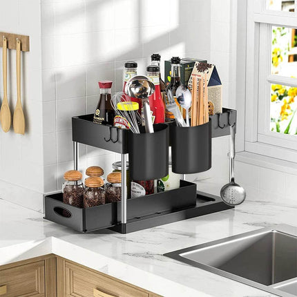 2 Tier Under Sink Organizer Cabinet Kitchen Essentials - Mad Fly Essentials