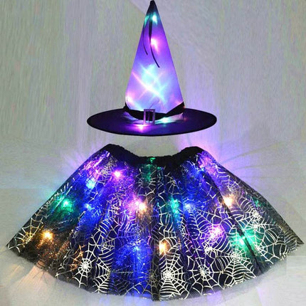 Kids Baby Girl Halloween LED Witch Hat Spider Costume Dress - Mad Fly Essentials