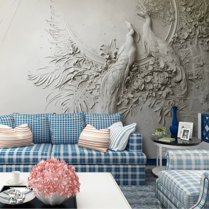 Wallpaper Custom Relief 3D Peacock Beauty Mural Wallpaper - Wallpaper - Jiadou-Melin - Mad Fly Essentials