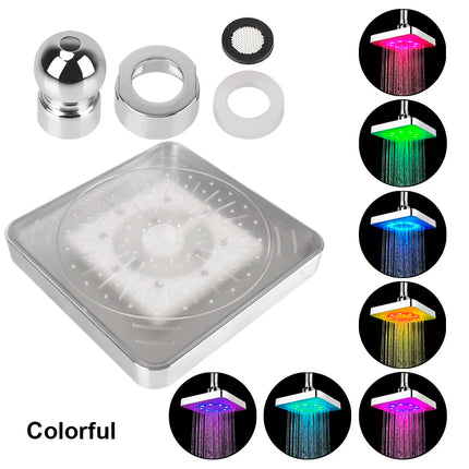 Shower Head Square Ultra-Quiet LED 3-Color Bathroom Decor - Shower Head - Biolomix - Mad Fly Essentials